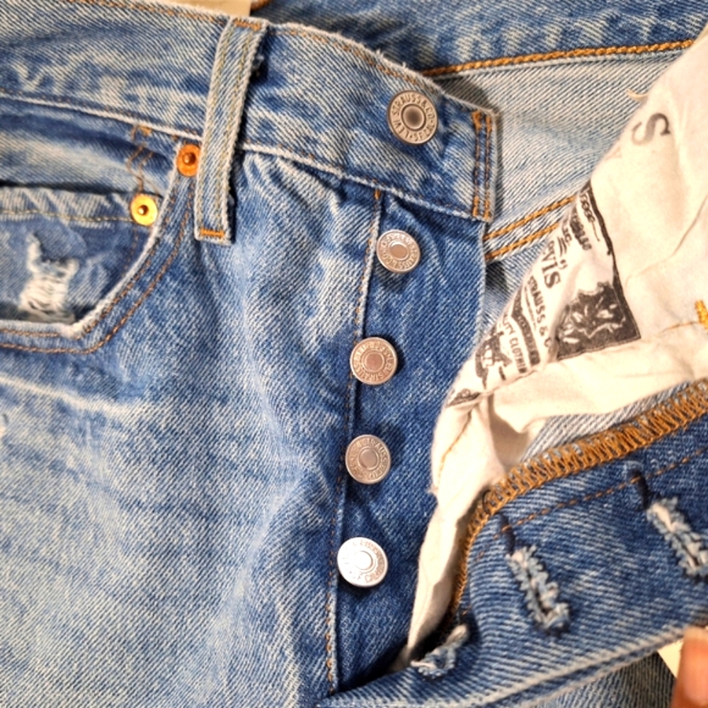 💎NWT Levi's 501 Skinny Distressed Medium Wash Jeans - Picture 3 of 16